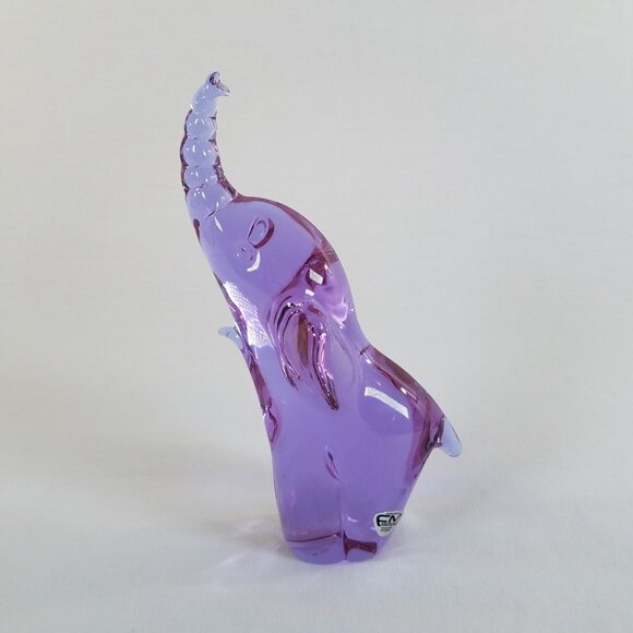 Ronneby Konstlas Purple Crystal Elephant 7.25" SIGNED Art Glass Figurine Sweden - Picture 1 of 12